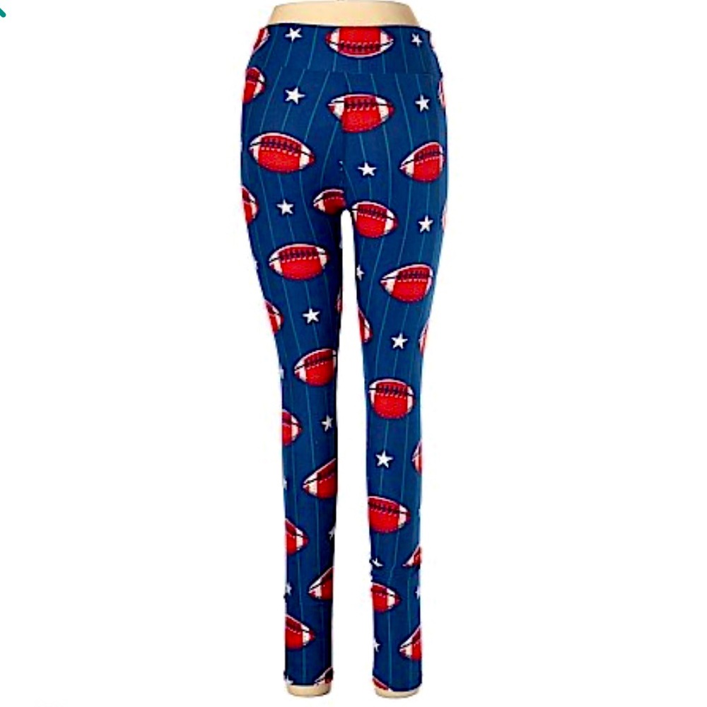 FOOTBALL PRINT MID RISE LEGGINGS - Picture 8 of 8